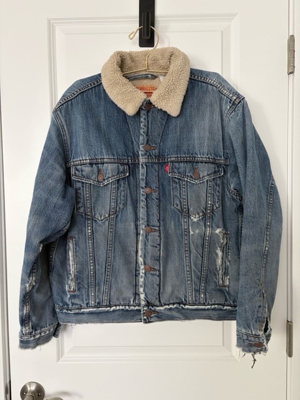 Vintage Levi’s Sherpa Denim Jacket Distressed Sherpa Trucker Jacket